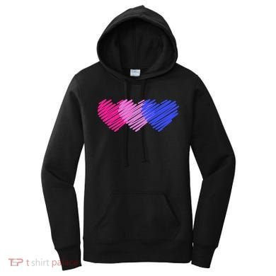 Bisexual Flag Hearts Love LGBT Bi Pride Women's Hoodie