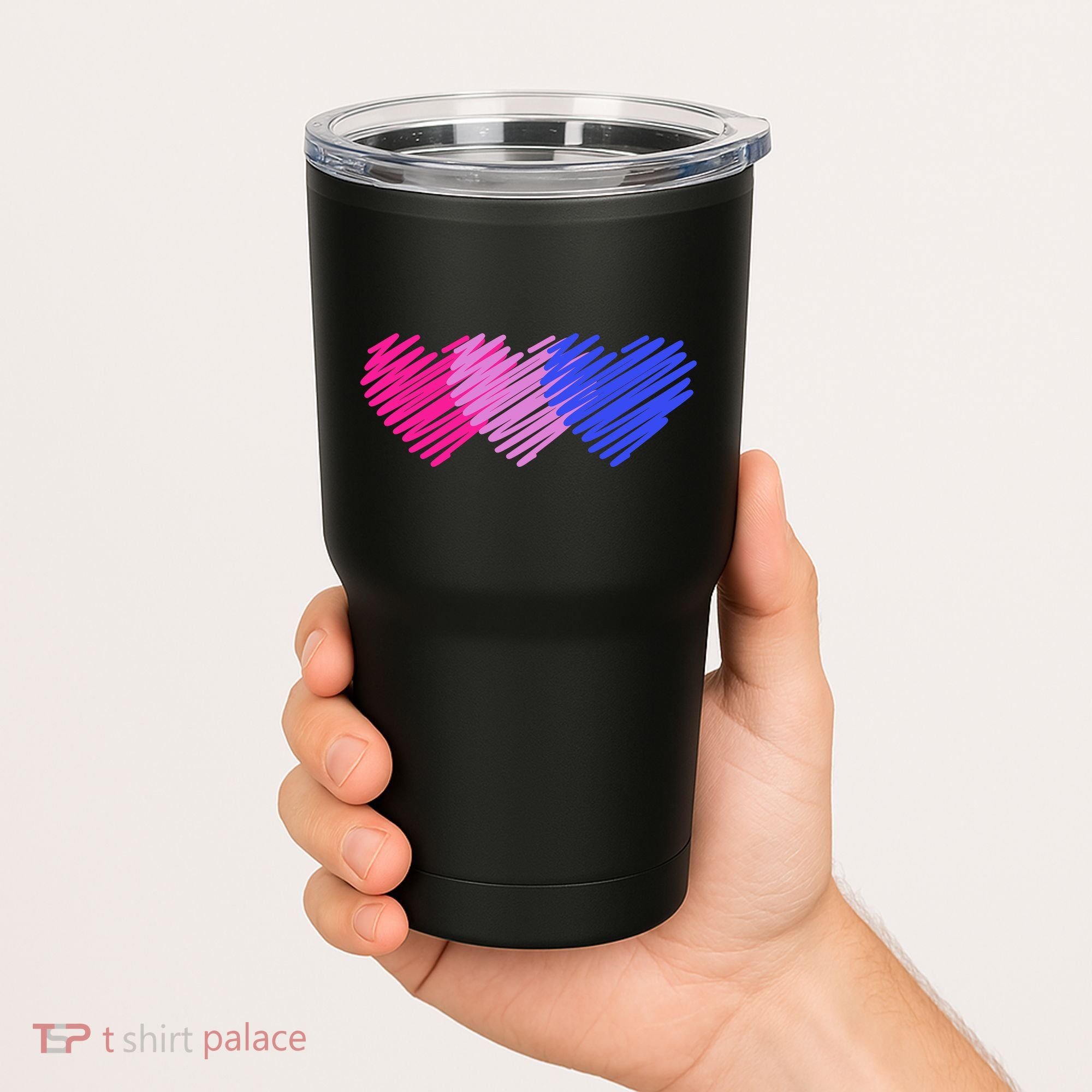 Bisexual Flag Hearts Love LGBT Bi Pride Tumbler