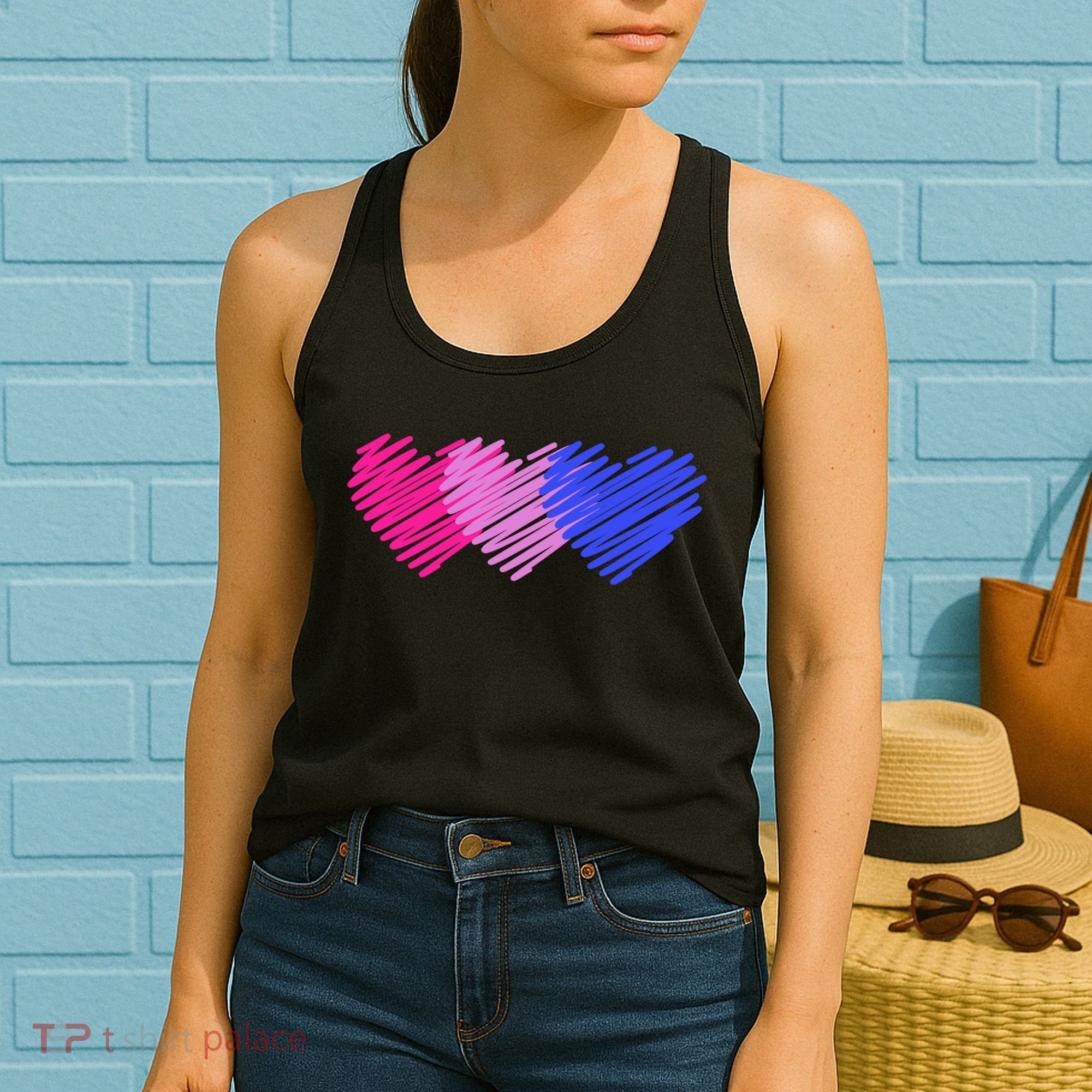 Bisexual Flag Hearts Love LGBT Bi Pride Women's Tank Top