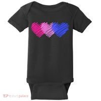 Bisexual Flag Hearts Love LGBT Bi Pride Baby Bodysuit thumb 0