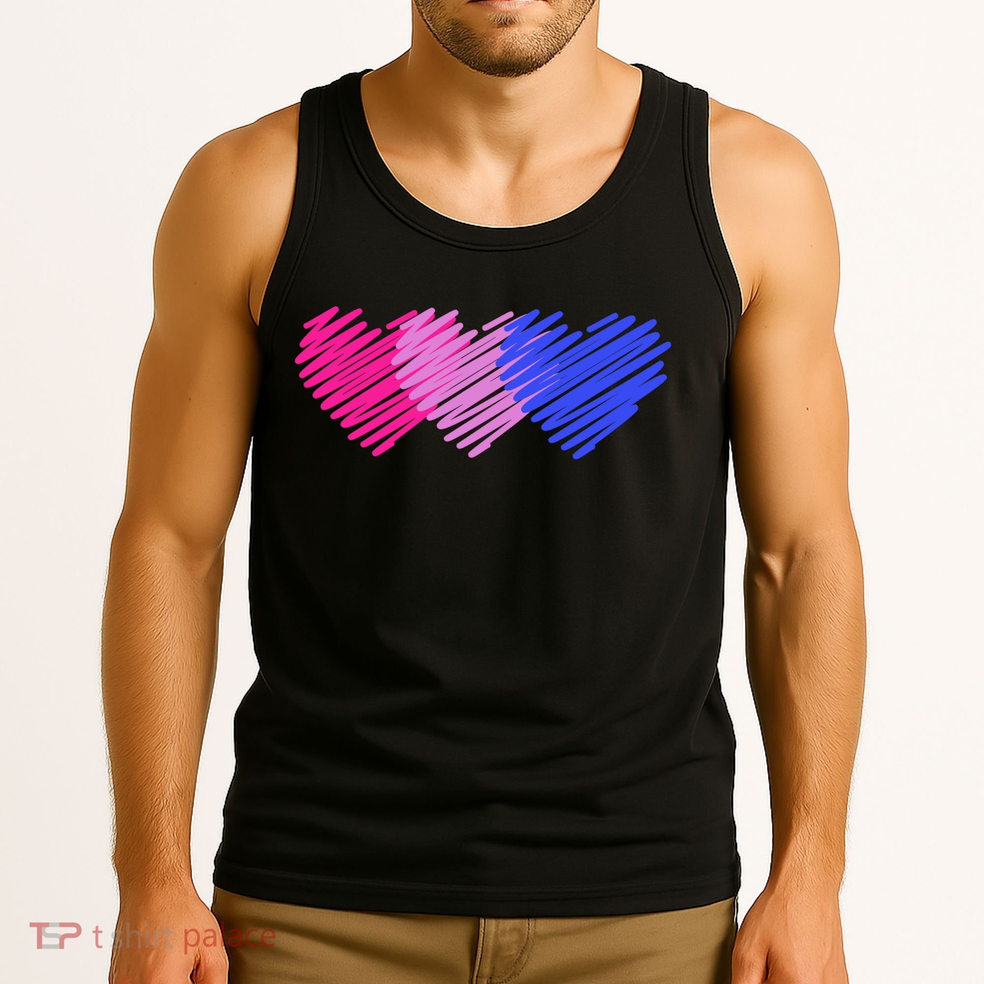 Bisexual Flag Hearts Love LGBT Bi Pride Tank Top