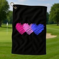 Bisexual Flag Hearts Love LGBT Bi Pride Golf Towel thumb 1