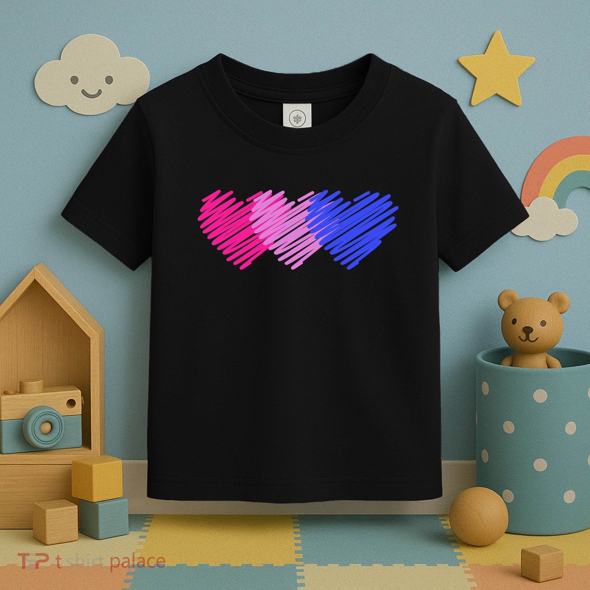 Bisexual Flag Hearts Love LGBT Bi Pride Toddler T-Shirt