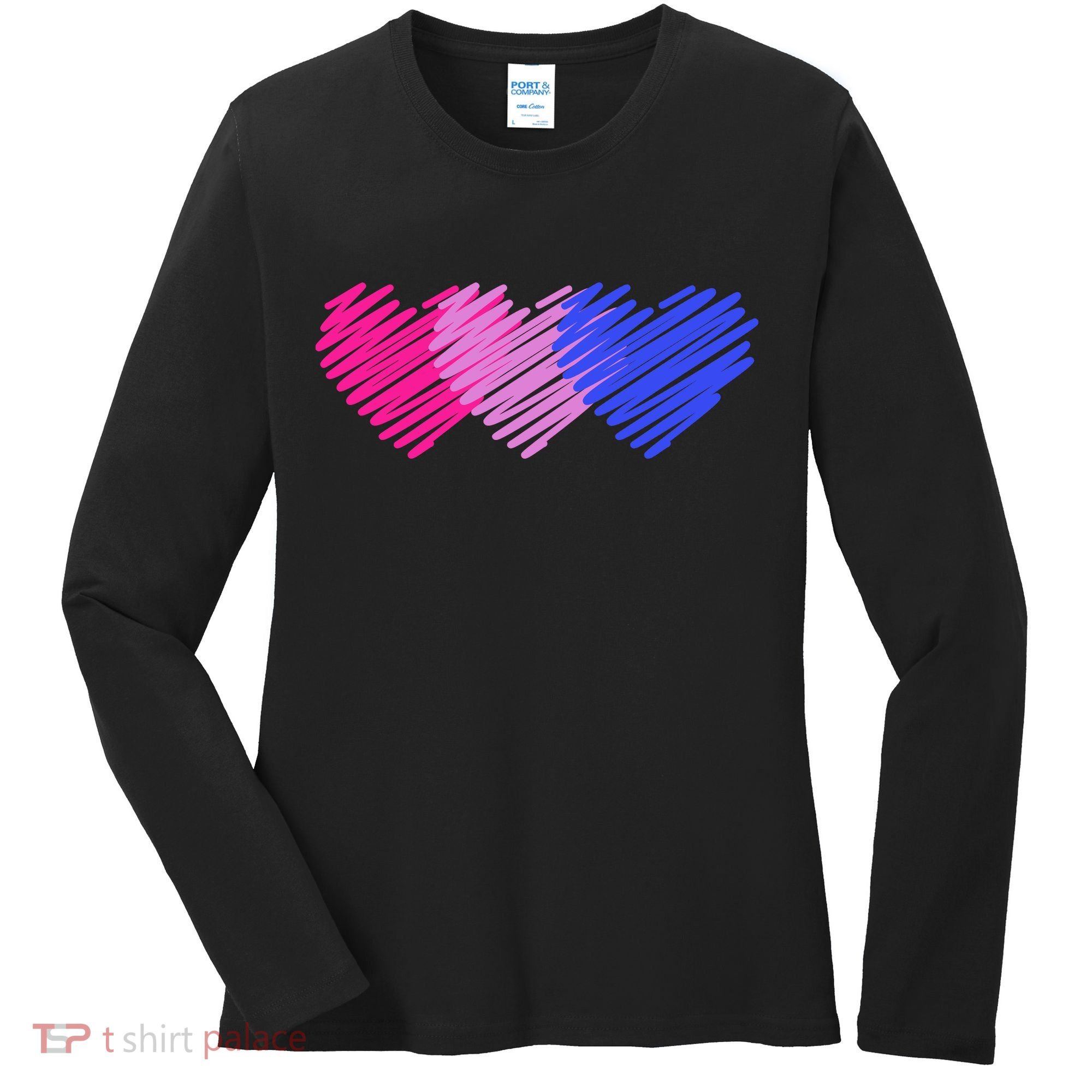 Bisexual Flag Hearts Love LGBT Bi Pride Women's Long Sleeve Shirt
