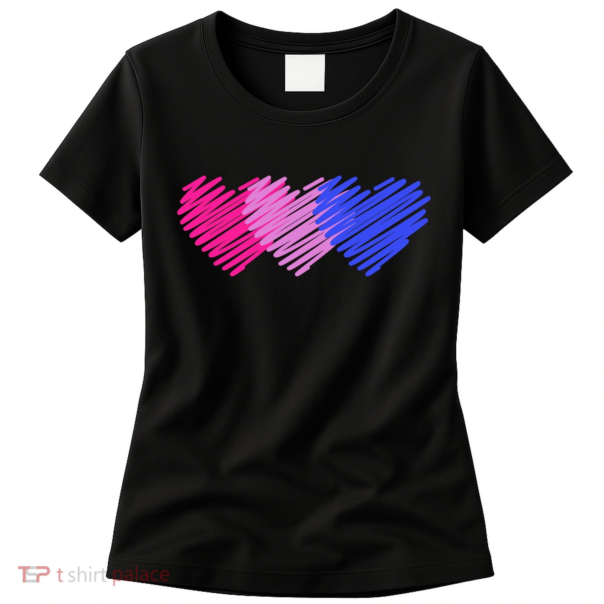 Bisexual Flag Hearts Love LGBT Bi Pride Women's T-Shirt