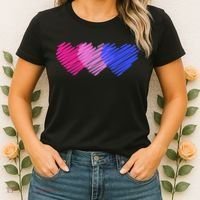 Bisexual Flag Hearts Love LGBT Bi Pride Women's T-Shirt thumb 2