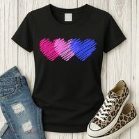 Bisexual Flag Hearts Love LGBT Bi Pride Women's T-Shirt thumb 3