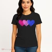 Bisexual Flag Hearts Love LGBT Bi Pride Women's T-Shirt thumb 4