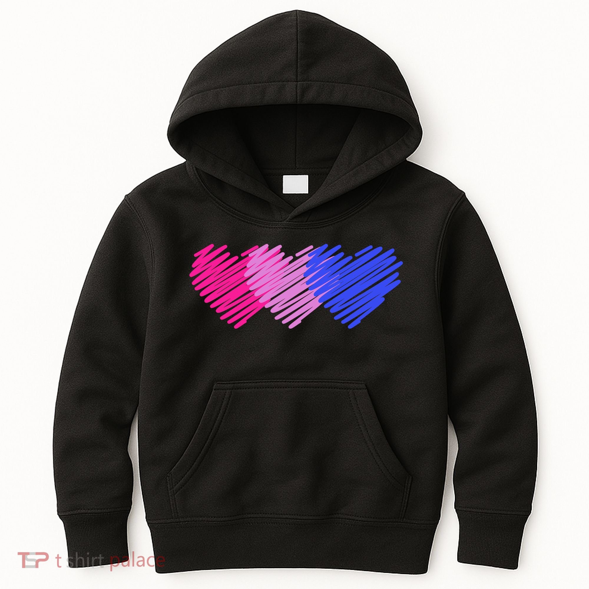 Bisexual Flag Hearts Love LGBT Bi Pride Kids Hoodie