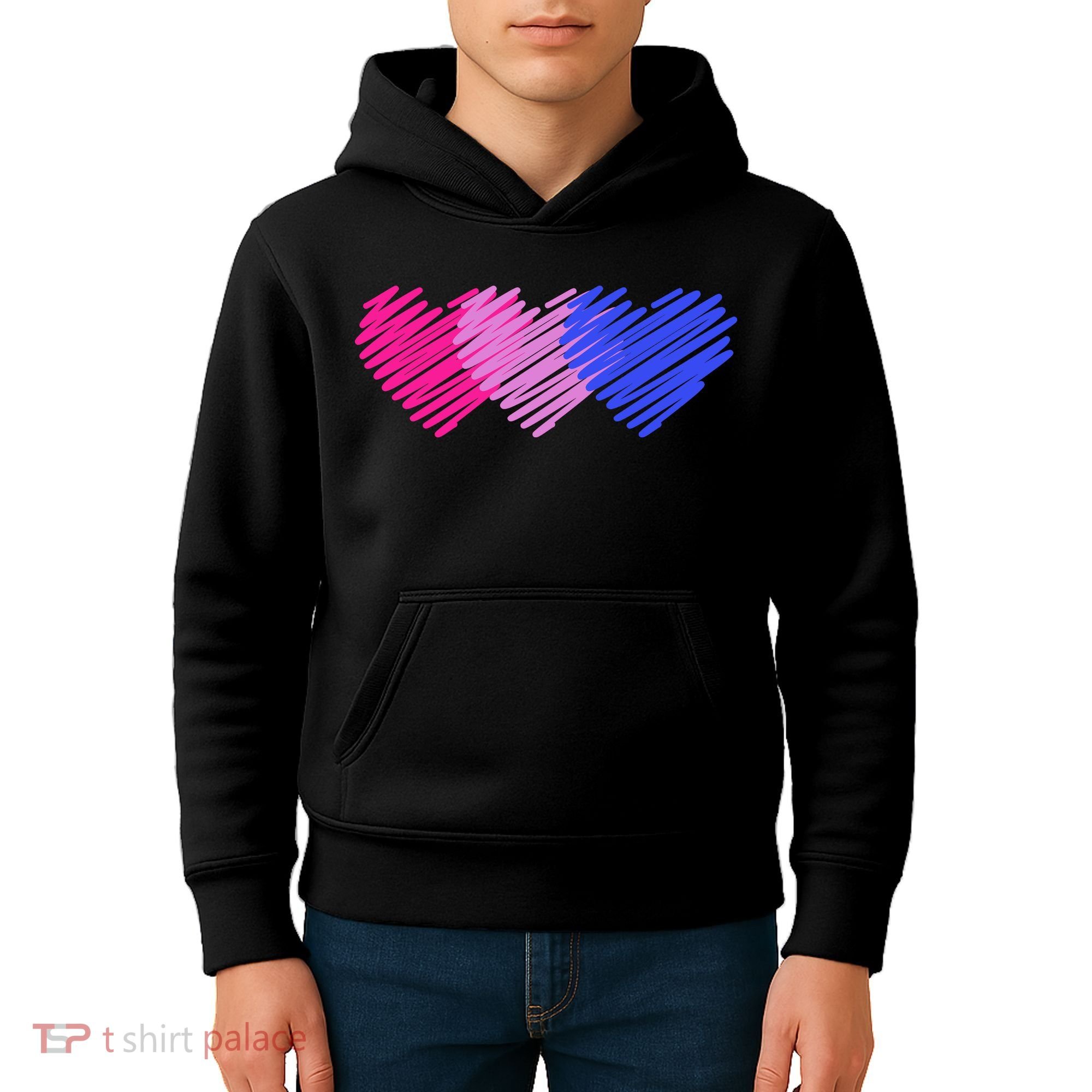 Bisexual Flag Hearts Love LGBT Bi Pride Kids Hoodie
