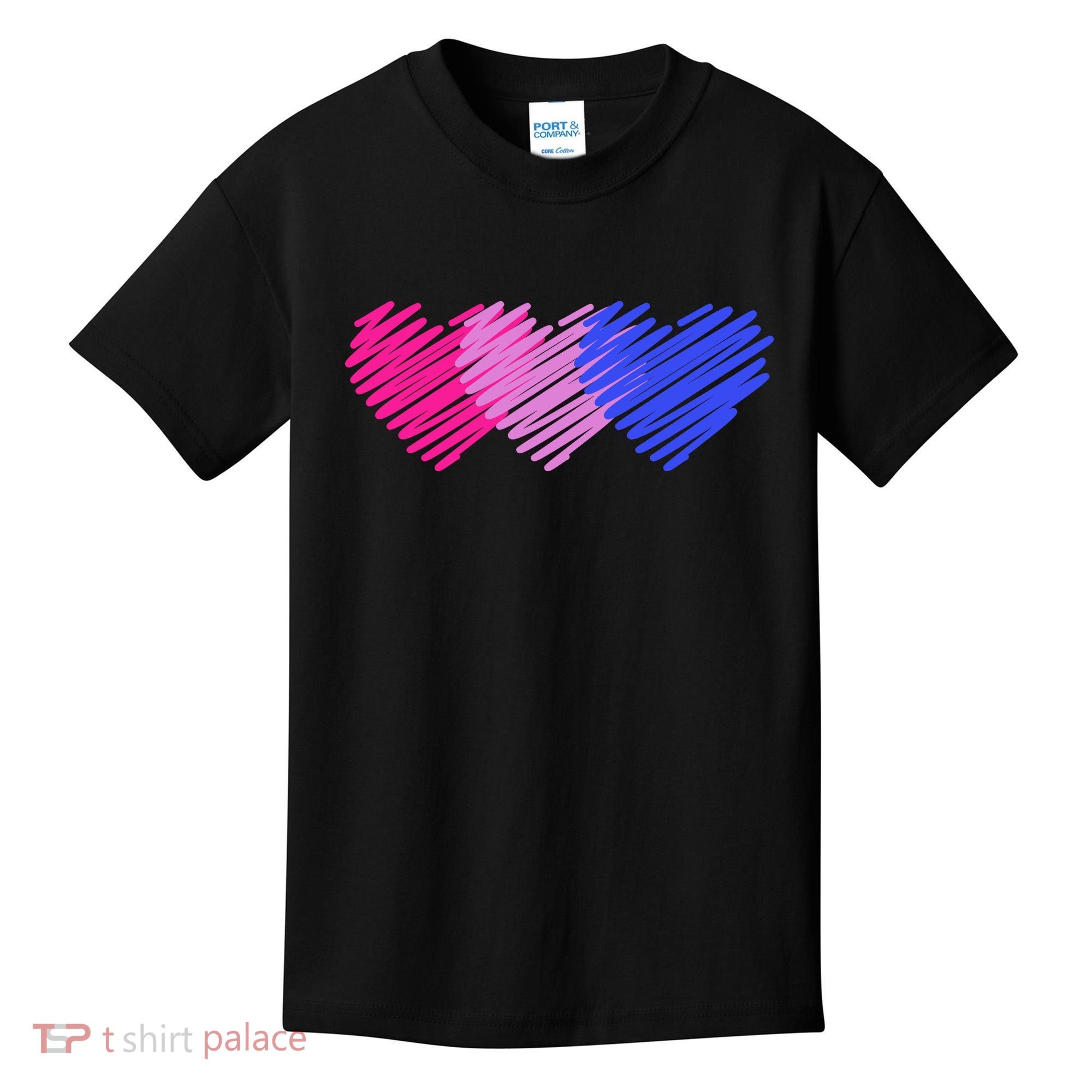 Bisexual Flag Hearts Love LGBT Bi Pride Kids T-Shirt