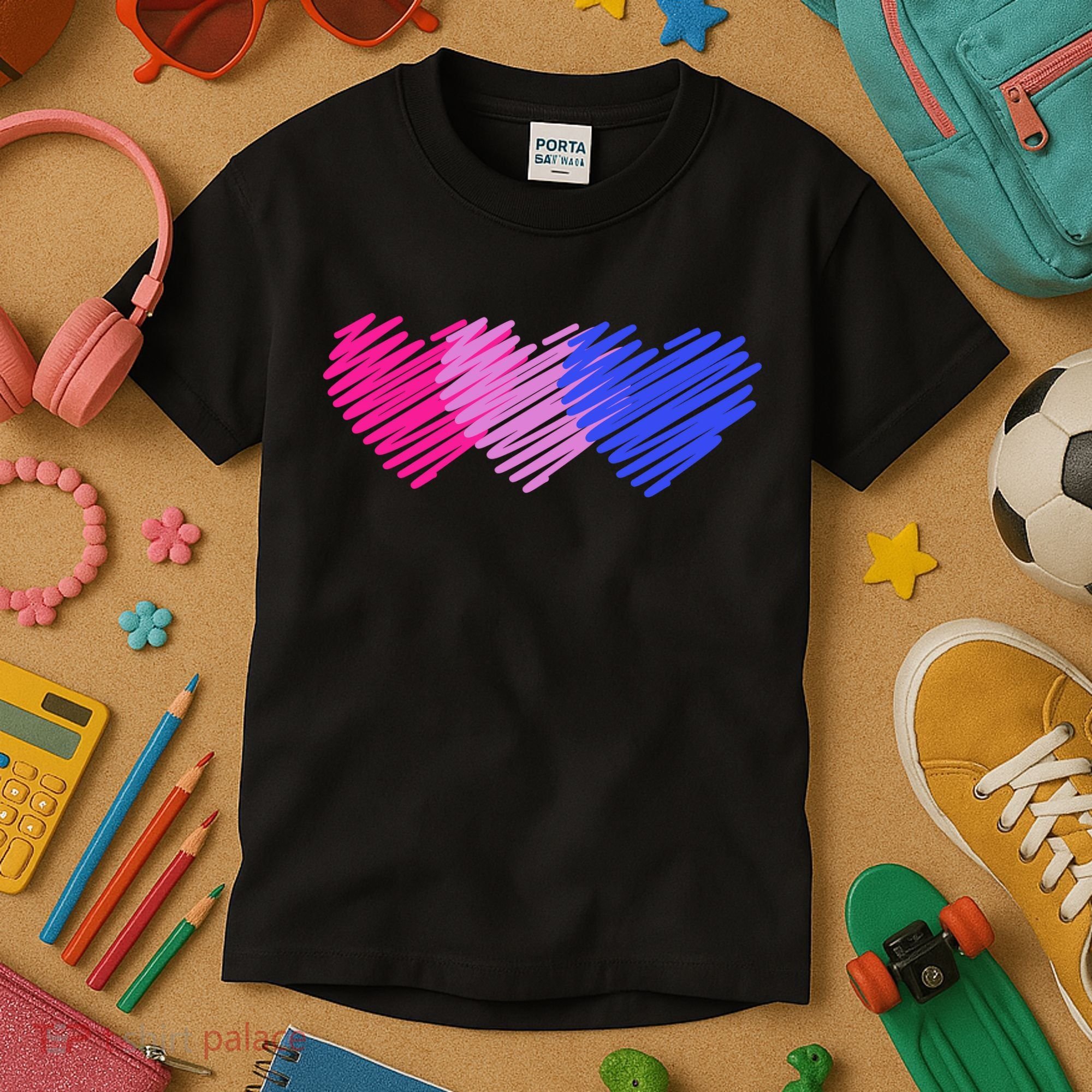 Bisexual Flag Hearts Love LGBT Bi Pride Kids T-Shirt
