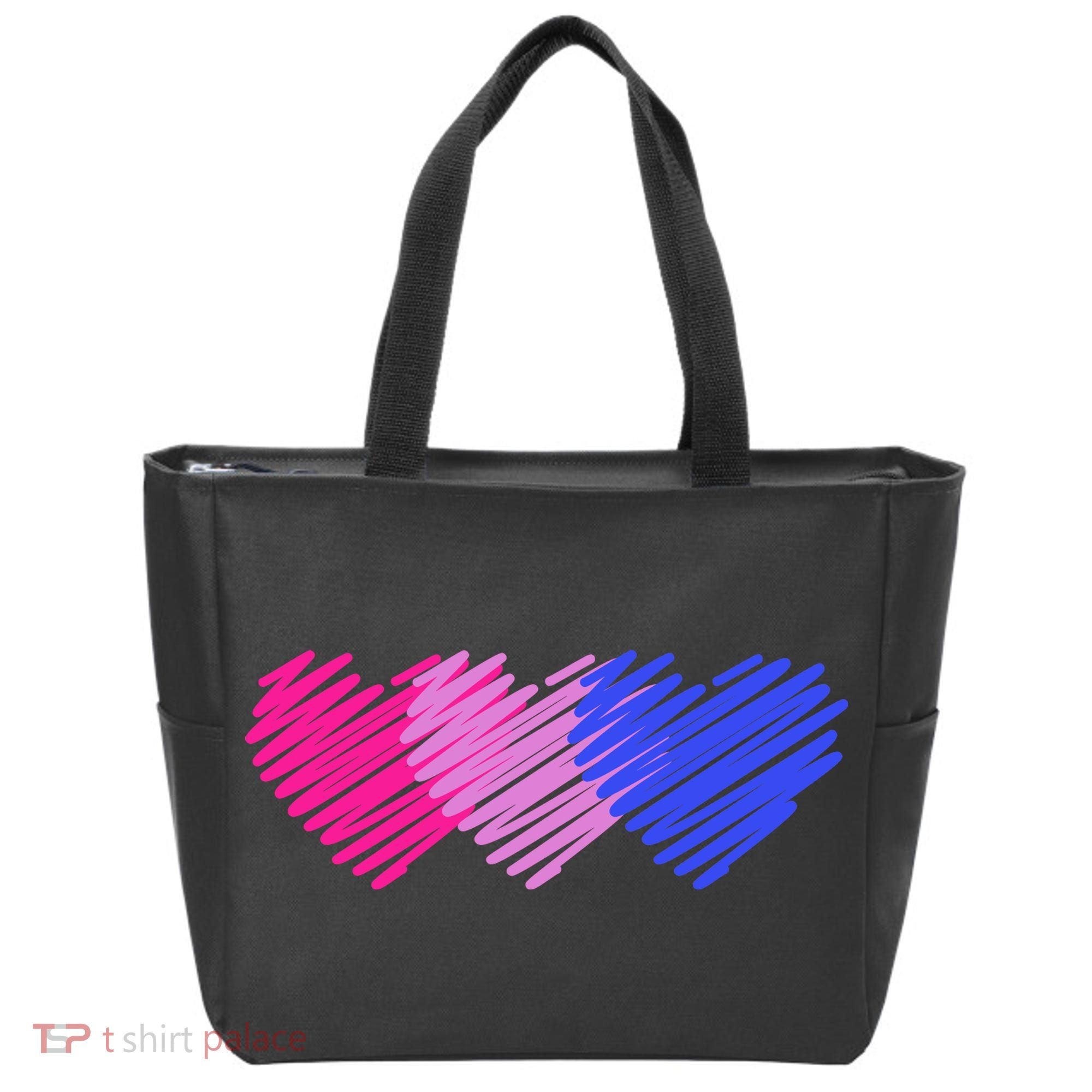 Bisexual Flag Hearts Love LGBT Bi Pride Tote Bag
