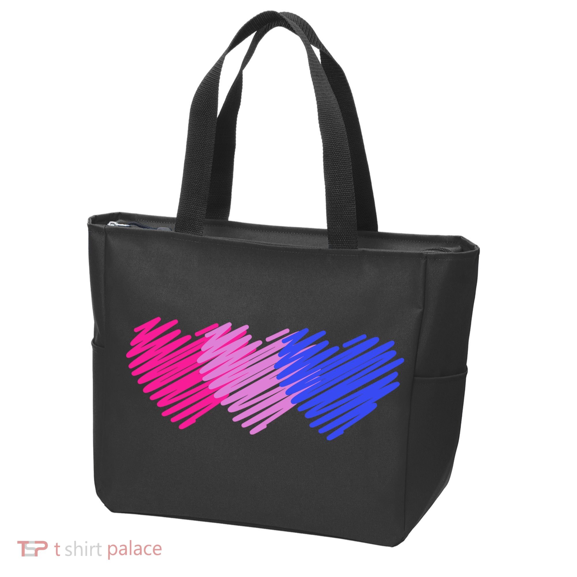 Bisexual Flag Hearts Love LGBT Bi Pride Tote Bag