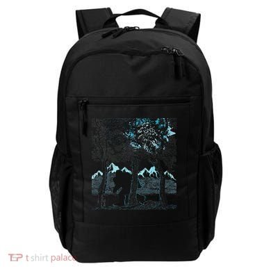 Bigfoot In The Forest Hiding Under The Moon Backpack