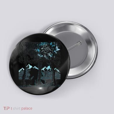 Bigfoot In The Forest Hiding Under The Moon Button