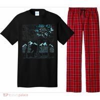 Bigfoot In The Forest Hiding Under The Moon Pajama Set thumb 0