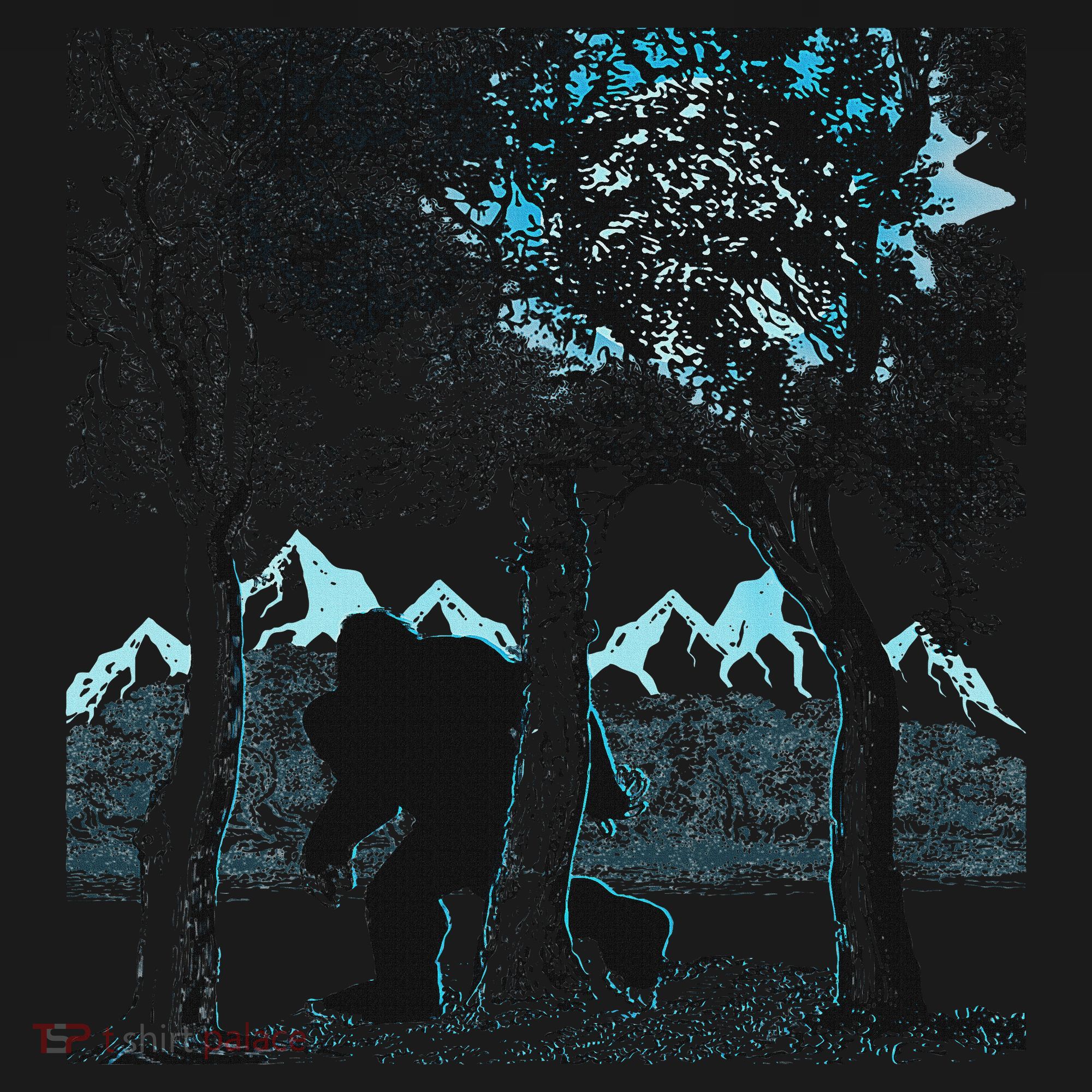 Bigfoot In The Forest Hiding Under The Moon Pajama Set