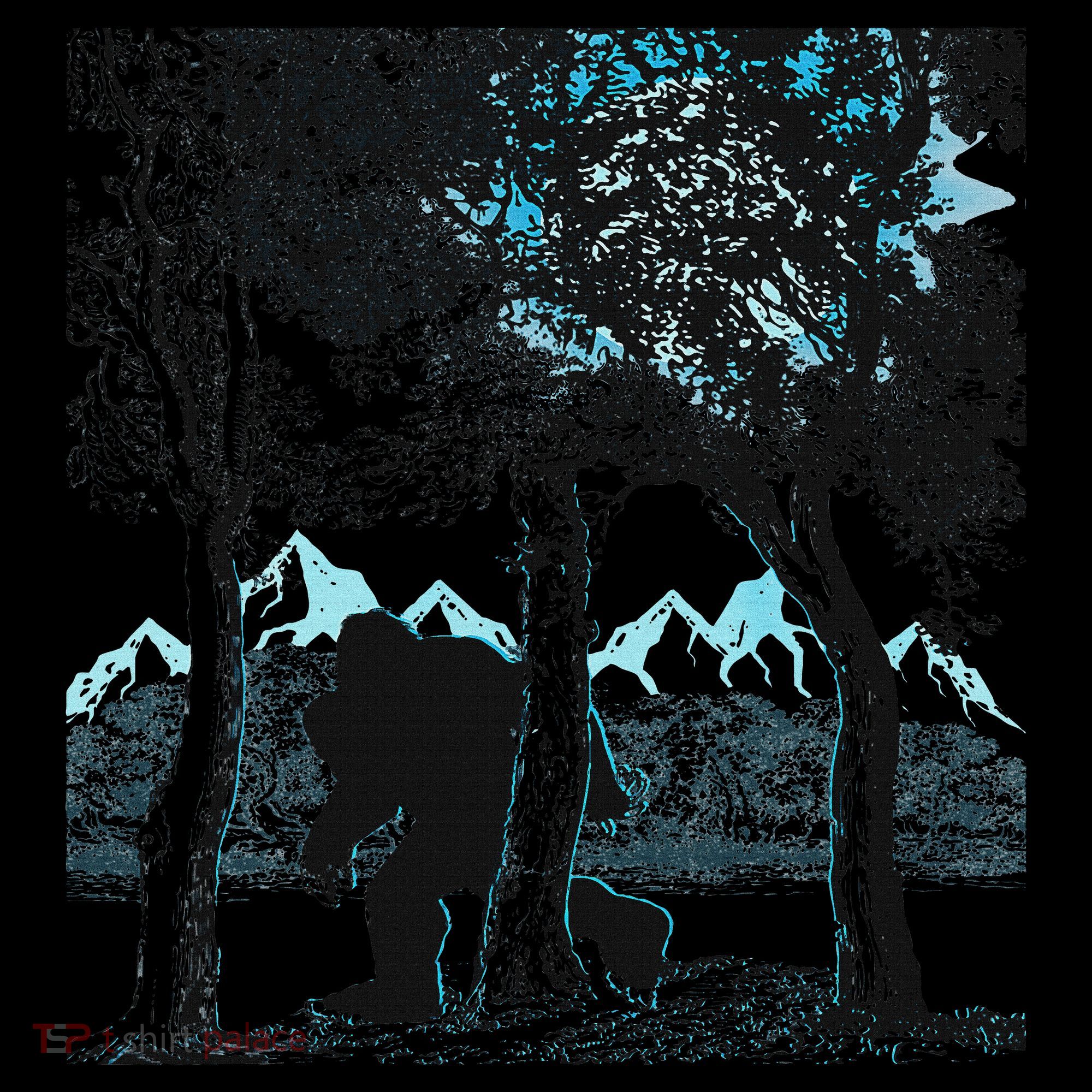 Bigfoot In The Forest Hiding Under The Moon Ornament
