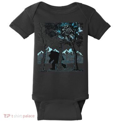 Bigfoot In The Forest Hiding Under The Moon Baby Bodysuit