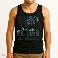 Bigfoot In The Forest Hiding Under The Moon Tank Top thumb 3