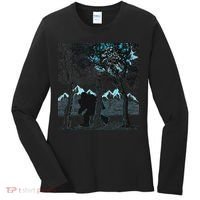 Bigfoot In The Forest Hiding Under The Moon Women's Long Sleeve Shirt thumb 0