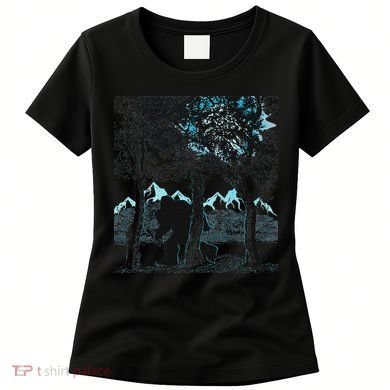 Bigfoot In The Forest Hiding Under The Moon Women's T-Shirt