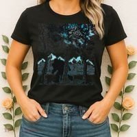 Bigfoot In The Forest Hiding Under The Moon Women's T-Shirt thumb 2