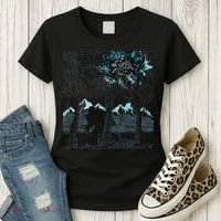 Bigfoot In The Forest Hiding Under The Moon Women's T-Shirt thumb 3