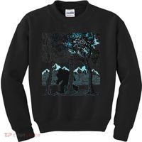 Bigfoot In The Forest Hiding Under The Moon Kids Sweatshirt thumb 0