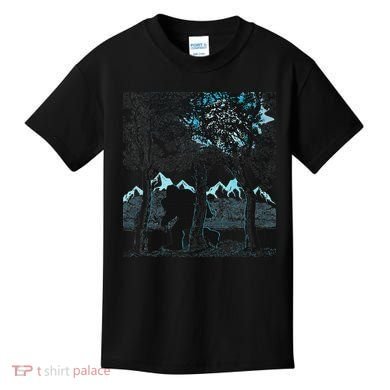 Bigfoot In The Forest Hiding Under The Moon Kids T-Shirt