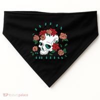 Beauty Is Timeless Skull Floral USA-Made Doggie Bandana thumb 0