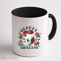 Beauty Is Timeless Skull Floral Coffee Mug thumb 1