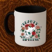 Beauty Is Timeless Skull Floral Coffee Mug thumb 2