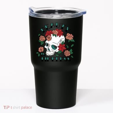 Beauty Is Timeless Skull Floral Tumbler