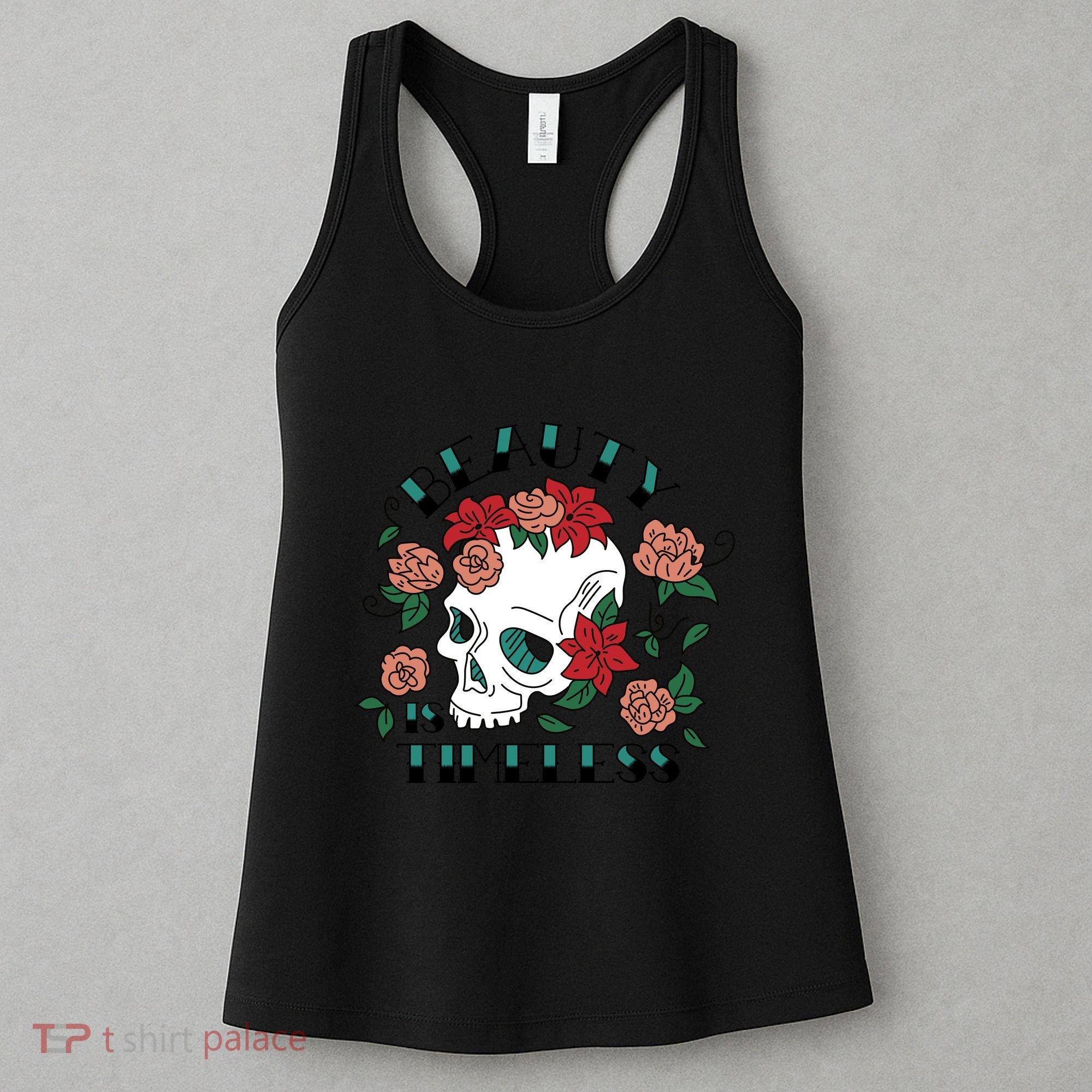 Beauty Is Timeless Skull Floral Women's Tank Top