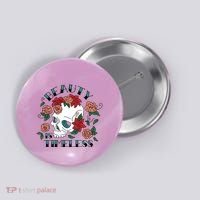 Beauty Is Timeless Skull Floral Button thumb 0