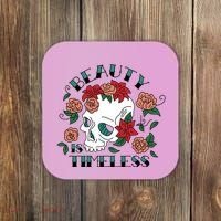 Beauty Is Timeless Skull Floral Coaster thumb 0