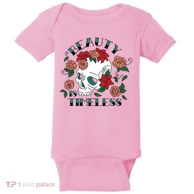 Beauty Is Timeless Skull Floral Baby Bodysuit