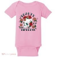 Beauty Is Timeless Skull Floral Baby Bodysuit thumb 0