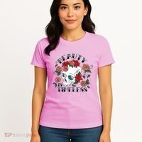 Beauty Is Timeless Skull Floral Women's T-Shirt thumb 4
