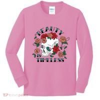 Beauty Is Timeless Skull Floral Kids Long Sleeve Shirt thumb 0