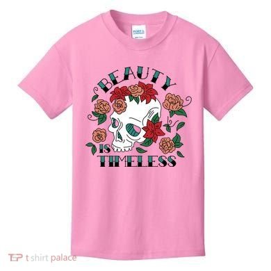 Beauty Is Timeless Skull Floral Kids T-Shirt