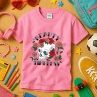 Beauty Is Timeless Skull Floral Kids T-Shirt thumb 3