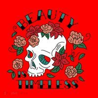 Beauty Is Timeless Skull Floral Santa Hat thumb 1
