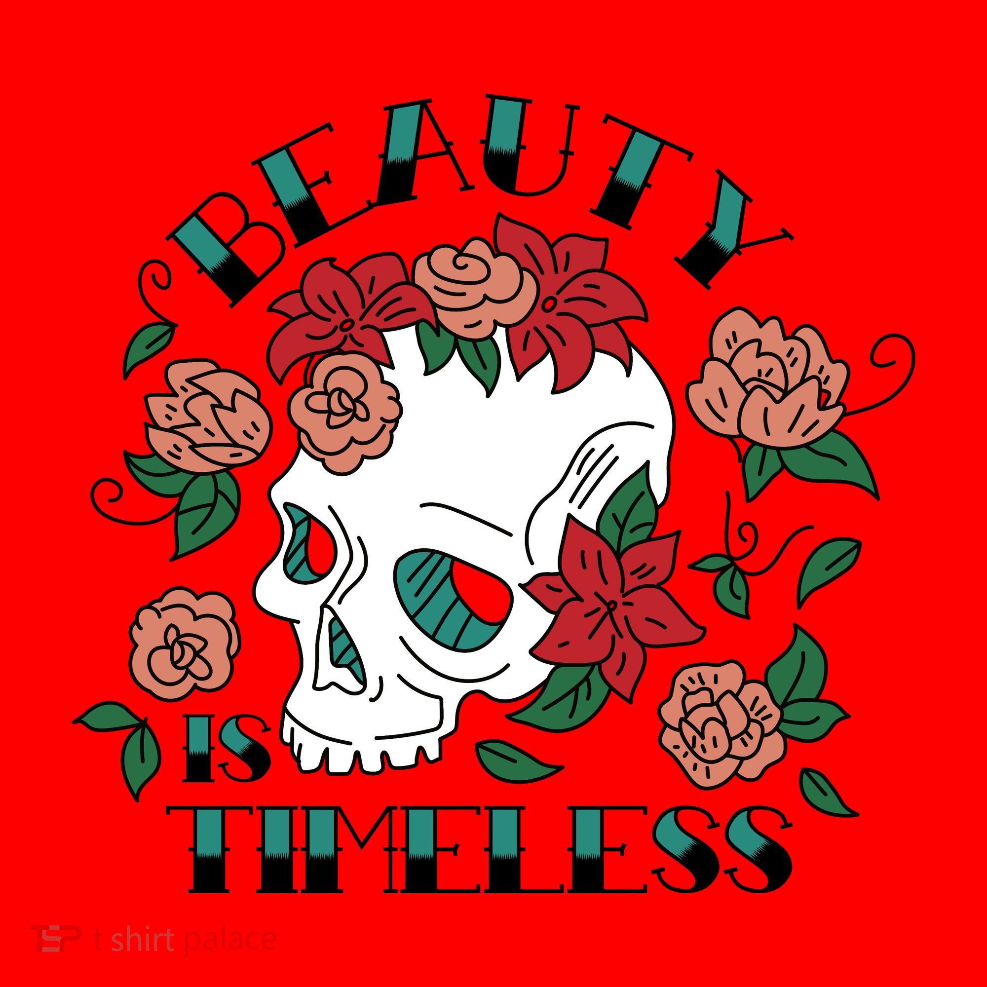 Beauty Is Timeless Skull Floral Santa Hat