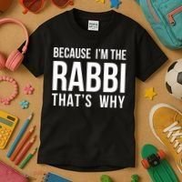 Because Im The Rabbi Thats Why Jewish Purim Hebrew School Kids T-Shirt thumb 3