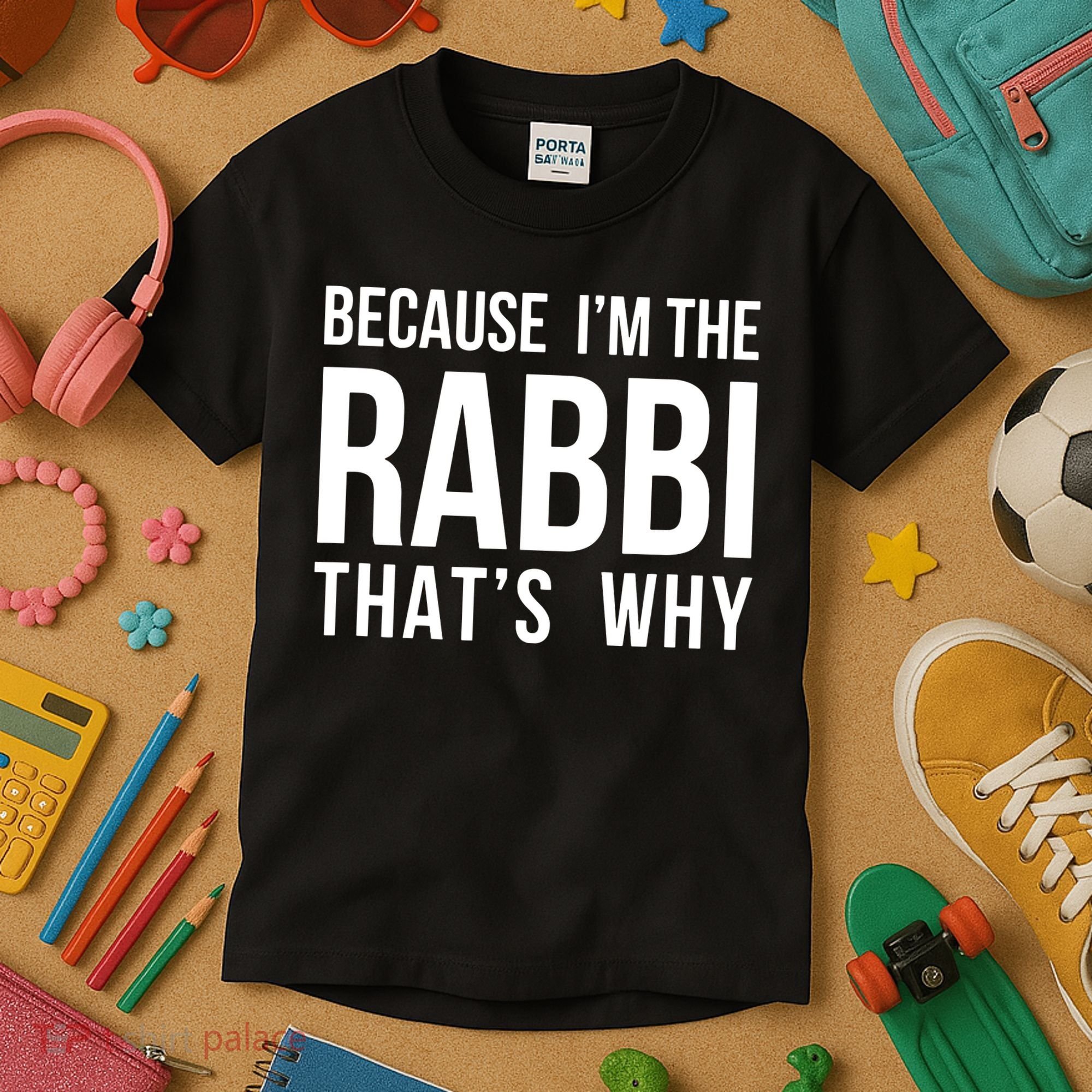 Because Im The Rabbi Thats Why Jewish Purim Hebrew School Kids T-Shirt