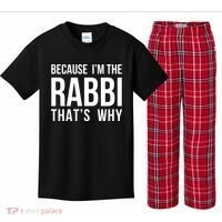 Because Im The Rabbi Thats Why Jewish Purim Hebrew School Kids Plaid Pajama Set thumb 0