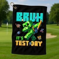 Bruh Its Test Day You Got This Pixel Video Game Golf Towel thumb 1